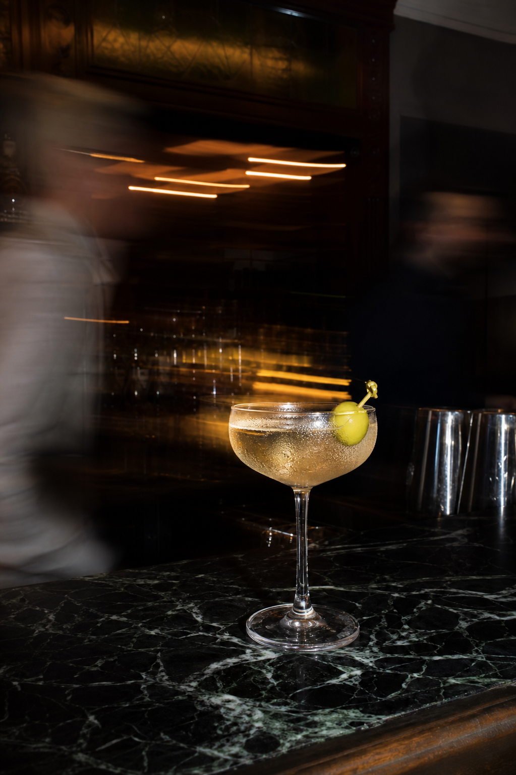 Cocktail in flash light