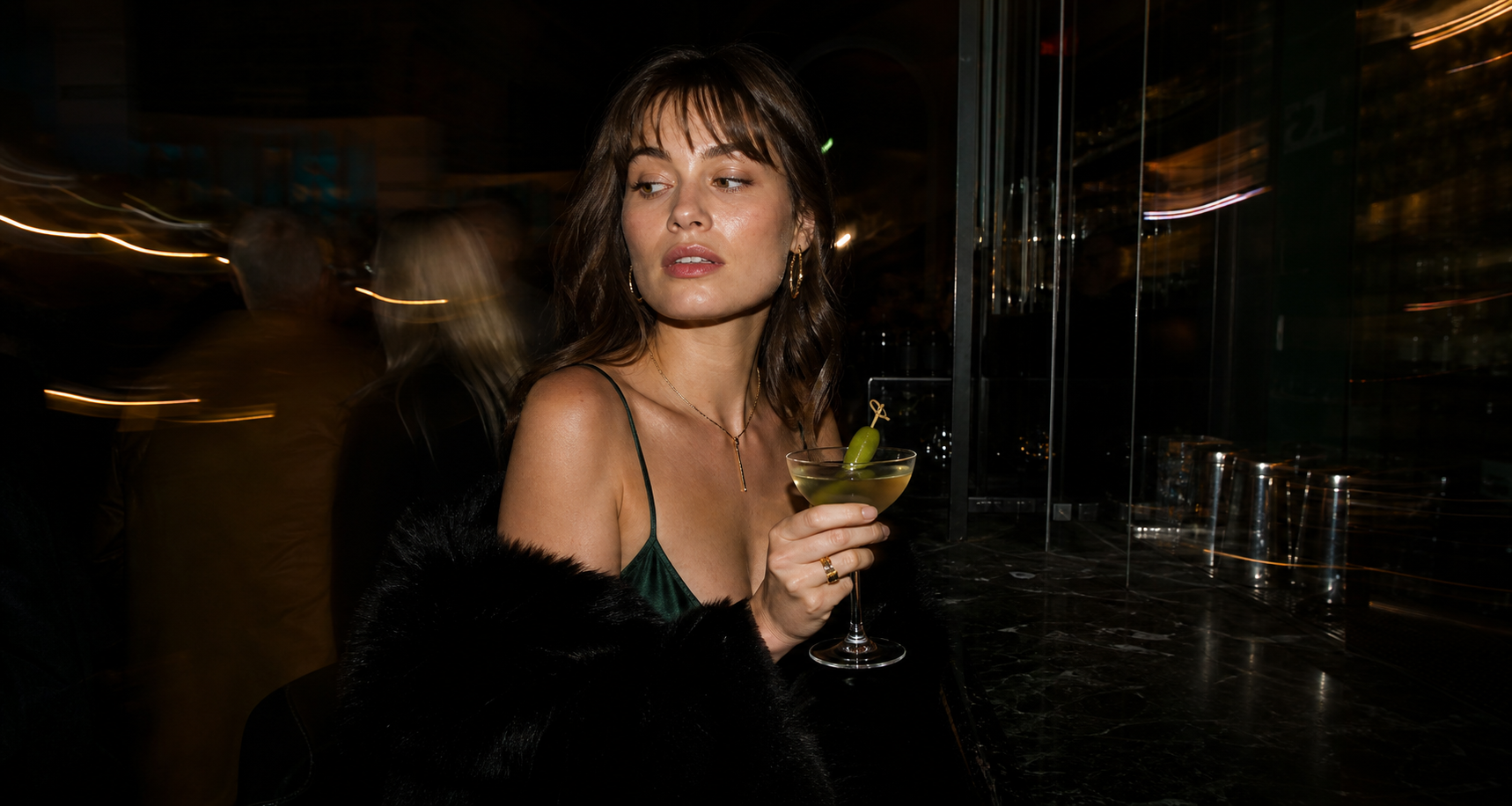 Guests at the bar at night